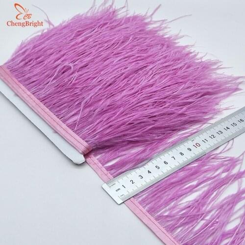 ChengBright Wholesale High Quality 10Yards Light Purple Ostrich Feather Ribbon Ostrich Feathers Trim Fringe Clothing Decoration