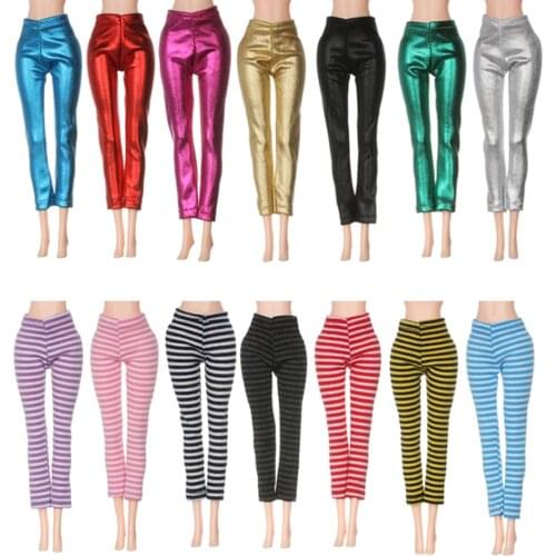 1PC Elastic Candy Color Pants Fit For 1/6 Doll Handmade Fashion Doll Clothes Pants Dolls Elastic Trousers Accessories 18 Style