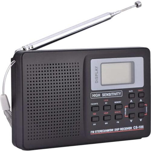Mini Portable Radio Handheld Digital FM/AM/SW/LW/TV Full Frequency Receiver Radio Support Alarm Clock with Earphone