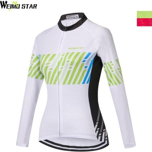 Weimostar Green Pink Road Cycling Jersey Women Team Sportswear Racing Ropa Ciclismo Long Sleeves mtb Bicycle Cycling Clothing
