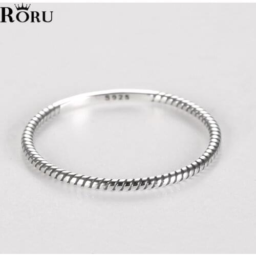 Real 925 Sterling Silver Authentic Minimalist Fashion Trendy Twist Lines Finger Ring for Women Female Wedding Jewelry Gifts