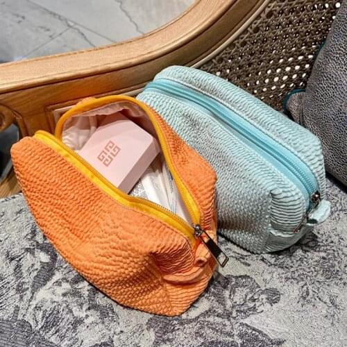 Korean Corrugated Cosmetic Bag For Women Soft Small Female Travel Toiletry Make Up Bags Necesserie Beauty Case Necesserie Pouch