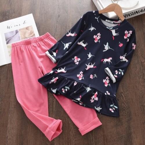 Kids Baby Girl Clothes Sets Spring Autumn Cartoon Dress Pants 2pcs Outfits For Toddler Casual Long Sleeve Tracksuits 3-8Years