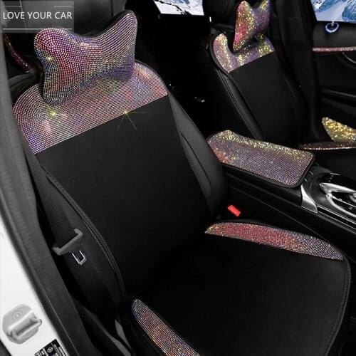 Summer Breathable Seat Cushion Luxury Crystal Diamond Car Seat Cover Universal Auto Interior Accessories Front Seats Covers