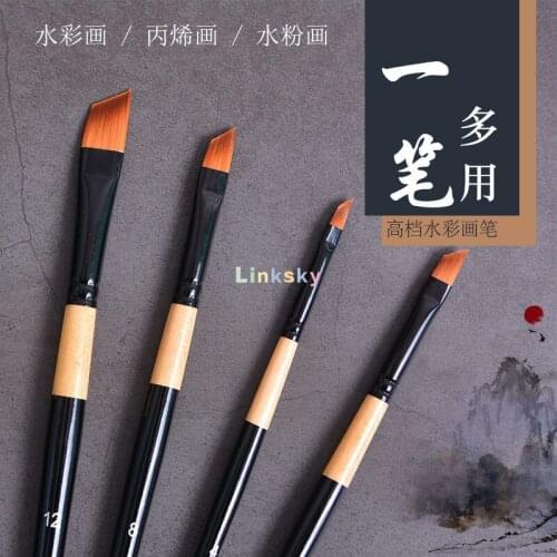 Maleonn 606S Flat and Angled Tips Professional Nylon Paint Brushes Set, Paint Brushes Set for Acrylic, Oil, or Watercolor