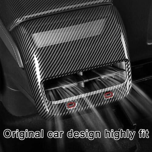 Matte Finish Carbon Fiber For Tesla Model 3 Y Car Interior Rear Air Outlet Cover Back Exhaust Vent Cover Accessories Air Vent
