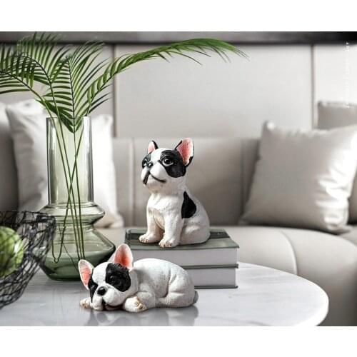 Cartoon Dog Crafts Statues Desktop Artwork Ornaments Resin Animal Sculptures Modern Home Living Room Decor Hot