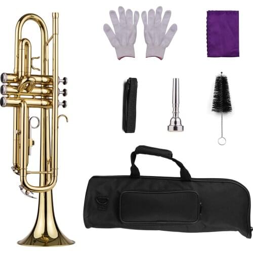 Muslady Trumpet Bb B Flat Brass Exquisite with Mouthpiece Gloves Brass instruments