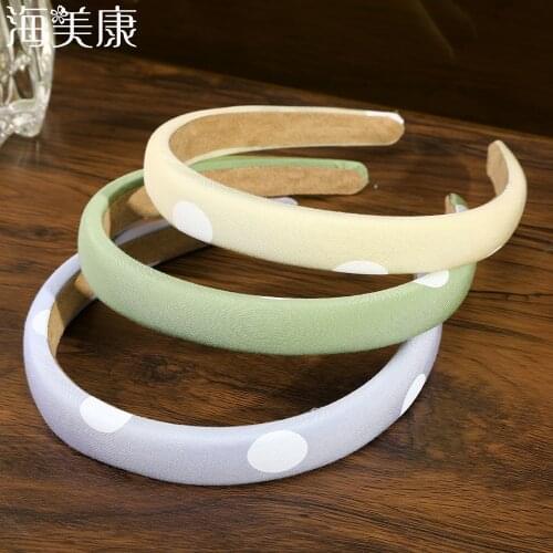 Haimeikang Black White Polka Dot Printing Hairbands For Women Bezel Hair Hoop Turban Headbands Girls Hair Ornaments Accessories