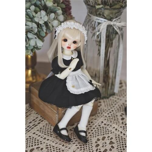 BJD Doll Clothing suitable the 1/6 size Black and White Maid Small Skirt Daily Doll Set accessory