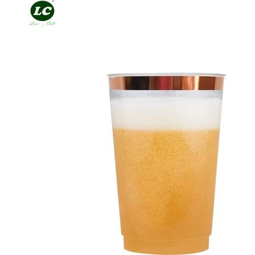 12OZ Disposable Cups Transparent Gold Cup Material Plastic Cup Wedding Engagement Birthday Party