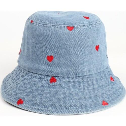 Bucket Hat Women Washed Jeans Fabric Spring Summer Sun Beach Blue Durable Cap Outdoor Accessory For Teenagers