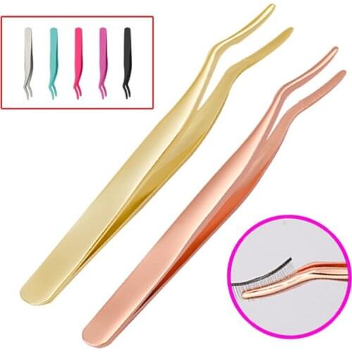 New Hot Sale Eyelash Extension Tweezers Tools Eyelash Grafting Supplies Professional Curved Portable Eyebrow DIY Tweezers Tools
