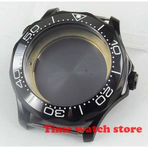 Polished 41mm PVD black stainless steel sapphire glass fit ETA 2836 Miyota 82 DG3804 luminous ceramic bezel watch case C550