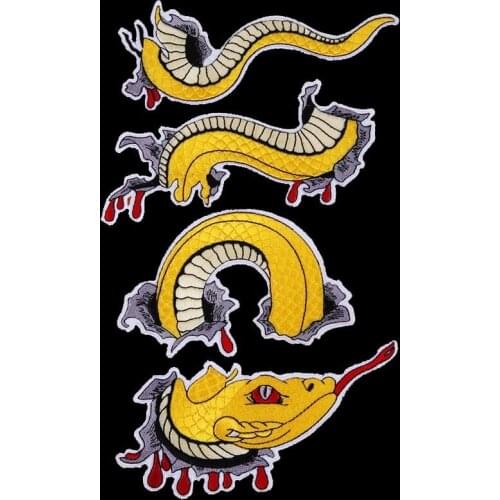 Fine Golden Broken Snake Dragon Embroidered Patches Iron On Patches For Clothing DIY Bloody Jacket Stickers On Clothes