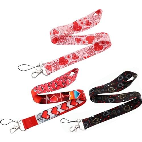 CB913 Red Heart Neck Strap Lanyard for Key ID Card Mobile Phone Straps USB Badge Holder Hang Rope Lariat Lanyards