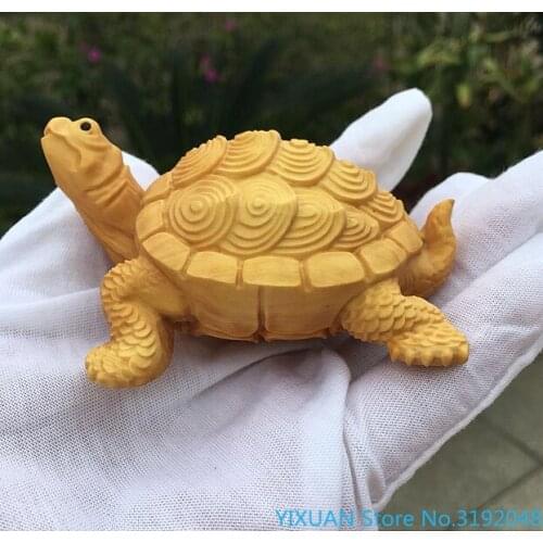 Boxwood carving solid wood tea pet home decoration ornament handle handle turtle