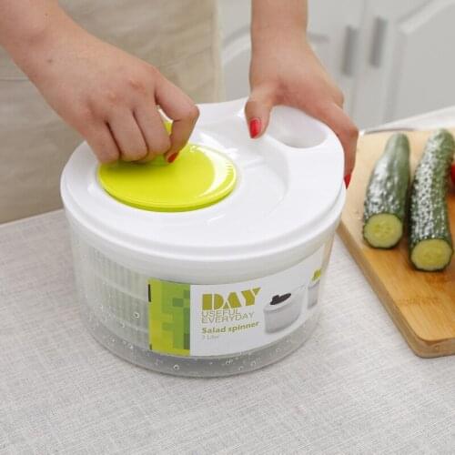 Manual Plastic Vegetable Dehydrator Plastic Big Salad Spinach Leaf Dryer Water Spinner Dryer Drainer Kitchen Salad Accessories
