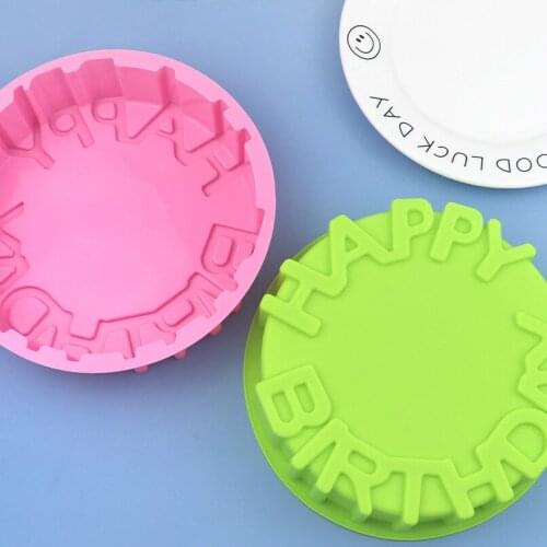 Single happy birthday silicone cake mold 8 xg500