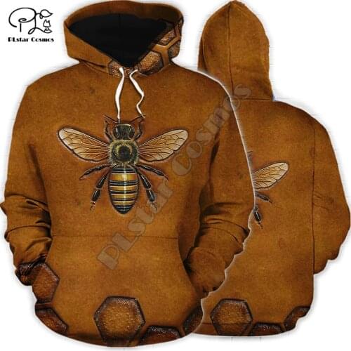 PLstar Cosmos Honey Bees 3D Printed Hoodies Casual Men/Women Zipper Hooded Funny Animal Unisex Brand Streetwear Apparel B2