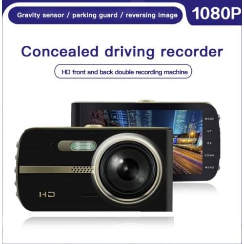 Dash Cam Dual Lens Car DVR HD 1080P 4" Touch Screen Night Vision Dash Camera Recorder Dash Cam With Backup Rear Camera