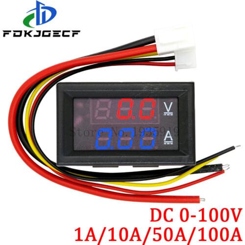 DC 0-100V 10A Voltmeter Ammeter Red+ Blue LED Amp Dual Digital Volt Meter Gauge LED display Meter Amperemeter Voltage Indicator
