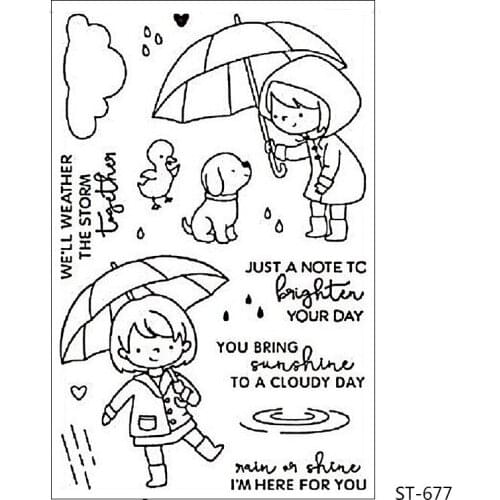 ZhuoAng Little girl playing umbrella Transparent and Clear Stamp DIY Scrapbooking Album Card Making DIY Decoration Making