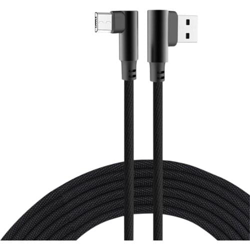 1m Fabric Braided Data Cable Data Line for Android High Speed Charging Cord Double 90 Degree Head