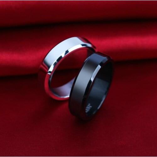1pcs Simple Double Bevel Edge Steel Titanium Finger Rings Party Favors for Men and Women Rings Party Decoration Gifts Supplies