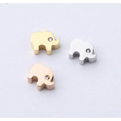 10pcs/lot Stainless Steel Elephant Zircon Eye Bracelets Charms Pendants Jewelry Making Findings DIY Charms Handmade Accessories