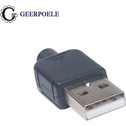 10 pcs/lot Male Type A 4Pin Black snap-on triangle Connectors Micro USB Connector Plastic Shell Jack Tail Sockect Plug