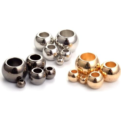 100Pcs/lot 4mm/6mm/8mm/10mm/12mm Rhodium/Gold/Gunmetal Plated Plastic CCB Big Hole Spacer Looose Beads For DIY Jewelry Making