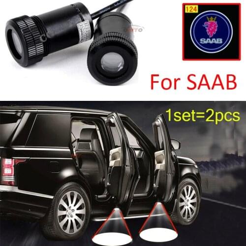 12v 10w 1set 124 Blue Logo Car Door Welcome Light Ghost Shadow LED Spotlight Show Decoration Lamp for 9-3 9-5 93 95 BJ SCS