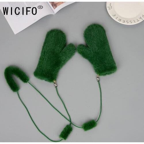 2019 Fashion women winter gloves Luxury Decoration mink Fur Gloves For Girl top grade winter outdoor Female mittens 15 Color