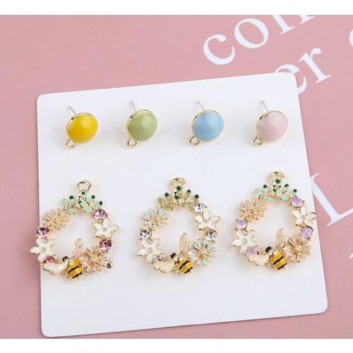 6pcs Korean sweet female Round earrings Solid Color Stud Earrings For Women Garland Pendant Fashion Girl Jewelry Accessories