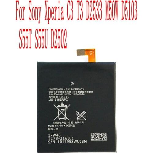 Brand new High Quality 2500mAh LIS1546ERPC Battery For Sony Xperia C3 T3 D2533 M50W D5103 S55T S55U D2502 Cell Phone