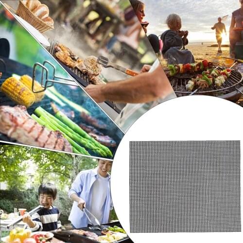 30x40CM Non-Stick Grid Shape BBQ Mat Cooking Grilling Sheet Liner Fish Vegetable Smoker Mats Outdoor Baking Kitchen Accessories