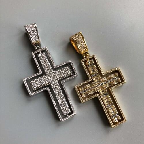 Zircon double side rotating Cross Pendant