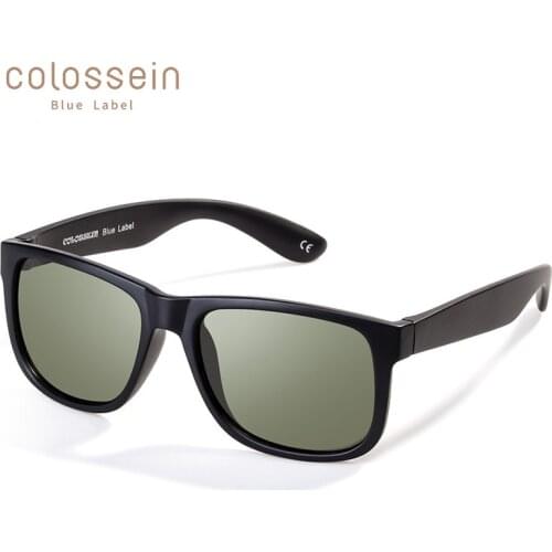 COLOSSEIN Classic Sunglasses Women Polarized Men SunGlasses Black Square Blue Frame Men Adult Eyewear Driving Fishing UV400