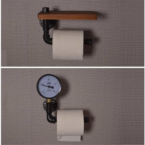 Toilet Paper Roll Holder Pipe Shelf Rustic Industrial Floating Bathroom Home Roll Paper Box Paper Towel Storage Water Pipe Rack
