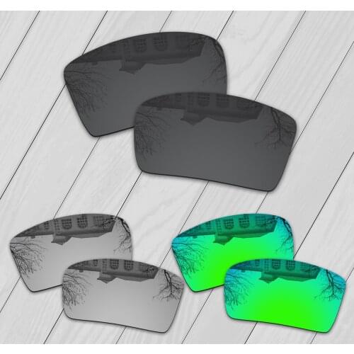E.O.S 3 Pairs Black & Silver & Emerald Green Polarized Replacement Lenses for Oakley Eyepatch 2 OO9136 Sunglasses