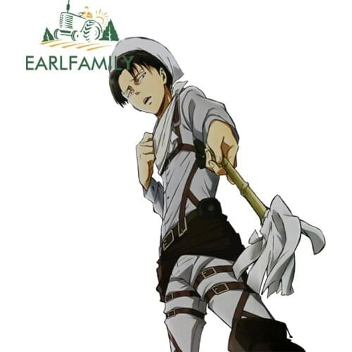 EARLFAMILY 13cm x 9.3cm For Attack on Titan Levi Ackerman Car Fine Stickers Car Assessoires Decal Windshield Cartoon Personality