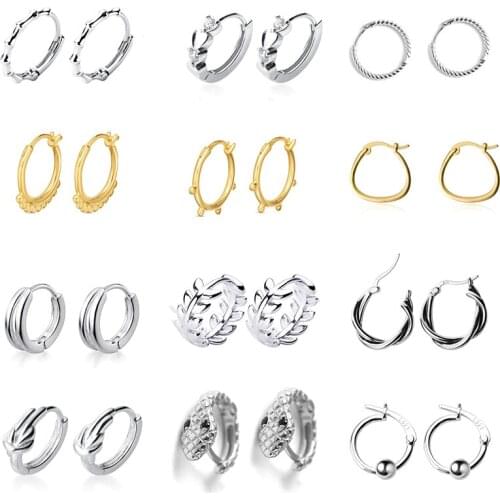 INZATT Real 925 Sterling Silver Zircon Geometry Hoop Earrings For Women Party Fine Jewelry Minimalist Accessories Hiphop Gift