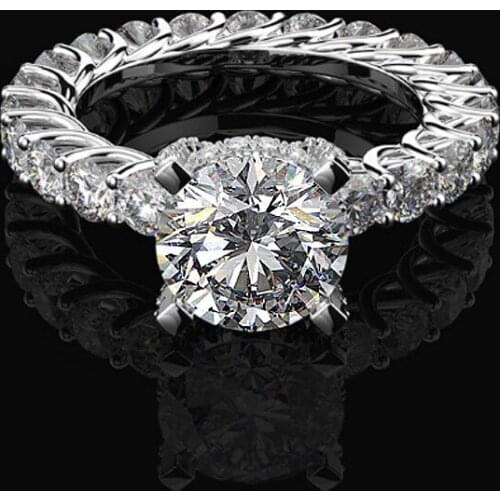 925 Sterling Silver Full Eternity Engagement Ring Simulation Diamond 9mm Round Cut Very Shiny Stone Fashion Jewelry