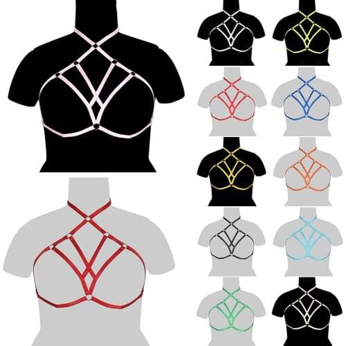 Corset Bdsm Harness For Women Crop Tops Busty Women Strappy Belt Elastic Nightclubs Hollow Bra Adjust Underwear Suspender