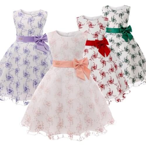 Summer Tutu Dress For Girls Dresses Kids Clothes Wedding Events Flower Girl Bow Dress Birthday Party Costumes Girls Clothing 8T