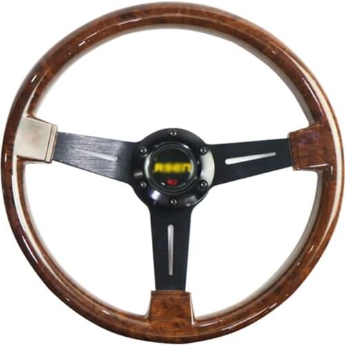 Cross-border Hot-selling Car Modified 380MM Classic Car Hip-hop Retro Universal Mahogany Steering Wheel