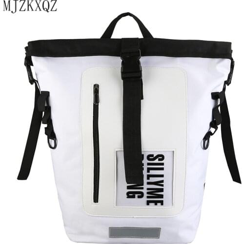 MJZKXQZ Women Waterproof Backpack For School Teenagers Boy Large Capacity Trend Travel Bag Safety Reflective Stripe At Night Sac
