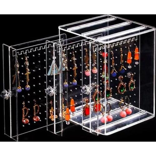 Multifunctional Transparent Dustproof Acrylic Jewelry Box Display Stand Holds Up Earrings Holder Necklace Jewelry Storage Box
