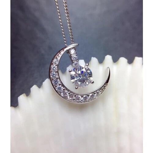Fashion shiny moissanite pendant for women silver necklace vvs1 purity birthday party gift girlfriend present sun and moon love